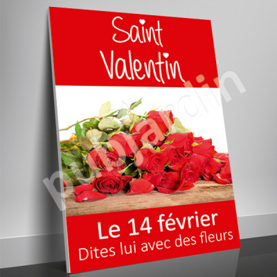 A18- Affiche Saint Valentin bouquet de roses