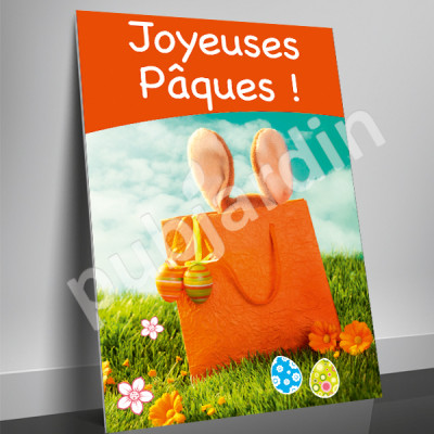 A40- Affiche Joyeuses Pâques - Orange