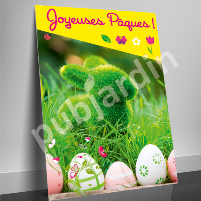 A41-Affiche “Joyeuses Pâques” | Poster Pâques 60x80 & 80x120 cm – PLV fleuriste & jardinerie