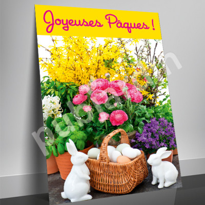 A42- Affiche Joyeuses Pâques- Jaune