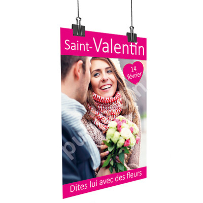 A17- Affiche Saint Valentin couple rose