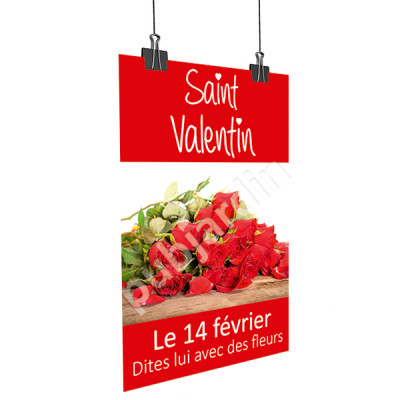 A18- Affiche Saint Valentin bouquet de roses