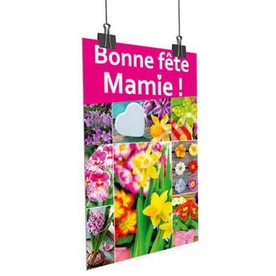 A27- Affiche Bonne Fête Mamie - Fleurs