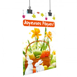 A38- Affiche Joyeuses Pâques - Lapins