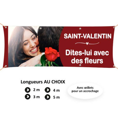 C114 - Banderole Saint-Valentin dites-lui avec des fleurs