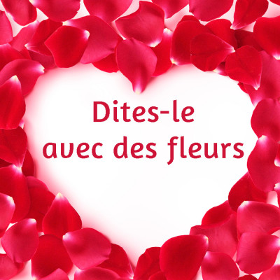 R17-Etiquette Dites-le avec des fleurs - Format carré 3 x 3 cm