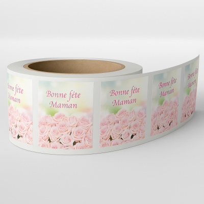 R19-Étiquette « Bonne fête Maman » – Format carré 3 x 3 cm